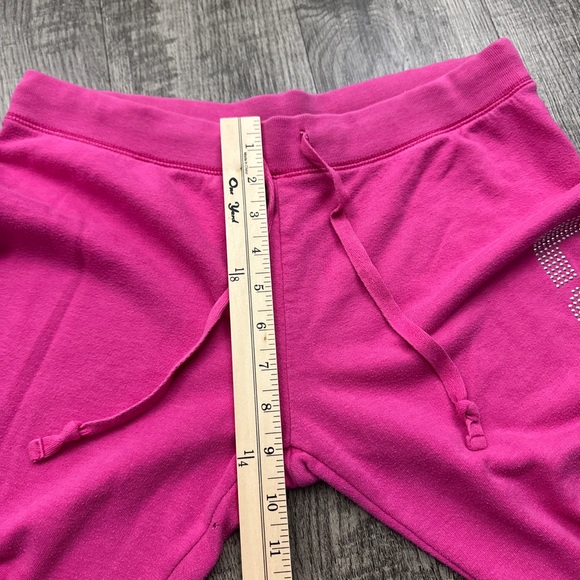 Vintage Y2K PINK Victoria’s Secret Embellished Rhinestone Cropped Sweatpants - Picture 4 of 10